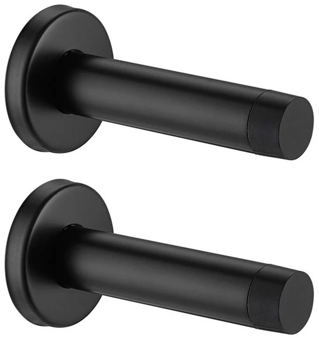 Main image of Door Stopper Black, 304 Stainless Steel Thicken 1mm Sound Dampening Door Stop Bumper Wall Protetor 2 Pack, Matte Black, DSB5-PB-P2