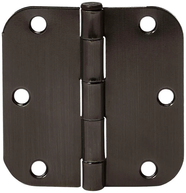 Main image of Rounded 5/8 Radius Interior Door Hinges with Screws, 3.5" x 3.5", Oil Rubbed Bronze, 18-Pack