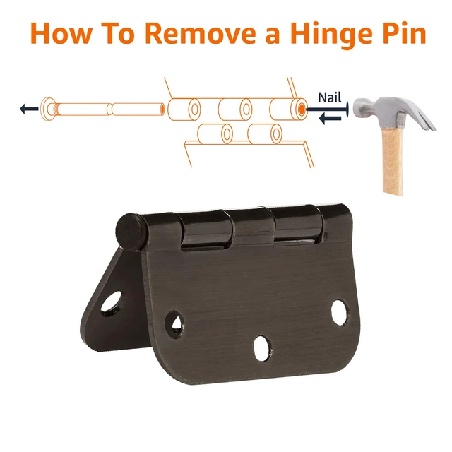 Alt view image 4 of 4 - Rounded 5/8 Radius Interior Door Hinges with Screws, 3.5" x 3.5", Oil Rubbed Bronze, 18-Pack