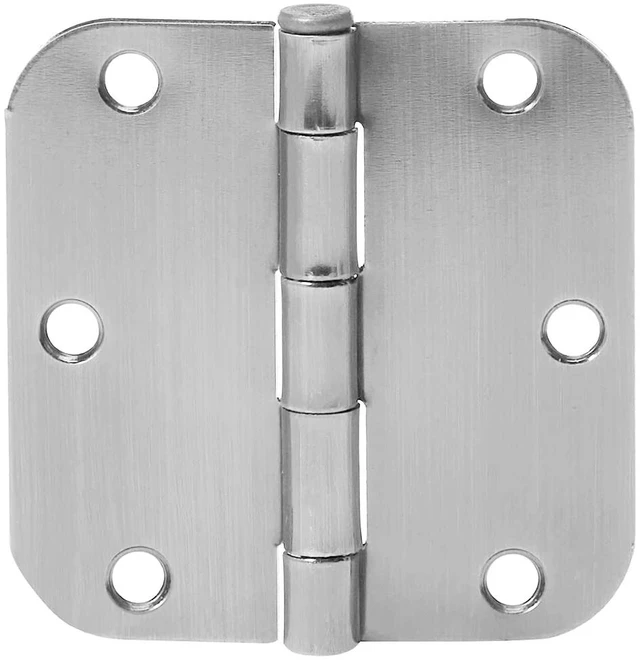 Main image of Rounded Interior Door Hinges with Screws, 3.5" x 3.5", Satin Nickel, Curved Corners, 18-Pack