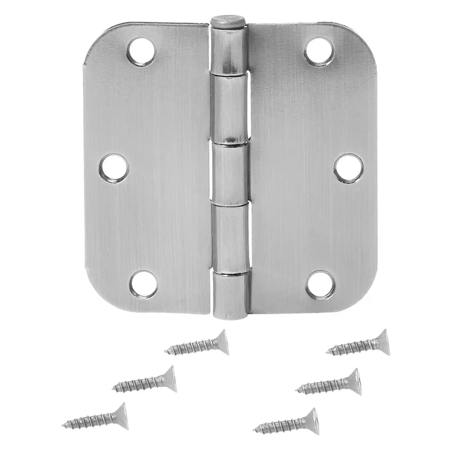 Alt view image 3 of 6 - Rounded Interior Door Hinges with Screws, 3.5" x 3.5", Satin Nickel, Curved Corners, 18-Pack