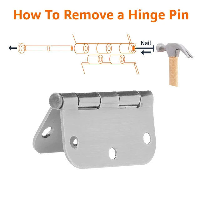 Alt view image 4 of 6 - Rounded Interior Door Hinges with Screws, 3.5" x 3.5", Satin Nickel, Curved Corners, 18-Pack