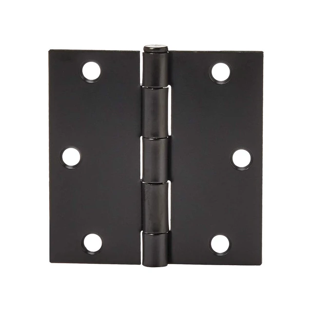 Main image of Interior Door Hinges, Square, 3.5 x 3.5 Inch, Matte Black, Pack of 12