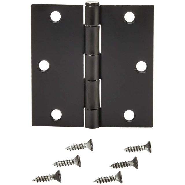 Alt view image 3 of 4 - Interior Door Hinges, Square, 3.5 x 3.5 Inch, Matte Black, Pack of 12