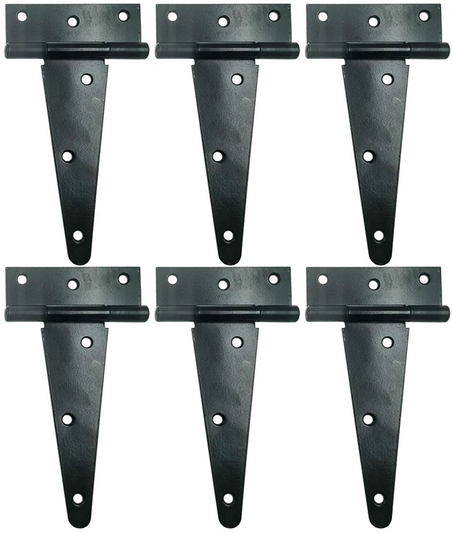 Main image of Heavy Duty T Hinge Tee Hinge T Strap Hinge Shed Hinge Gate Hinge Barn Hinge Fence Hinge Door Hinge Wrought Rustproof All Size Black (6 pcs, 6 inch