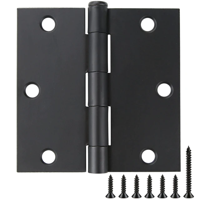 Main image of 18 Pack Matte Black Door Hinges 3.5 x 3.5 Inch with Square Corners | Interior Heavy-Duty Black Door Hinges with Removable Pin, Standard Hardware for Bedroom, Office, and Garage