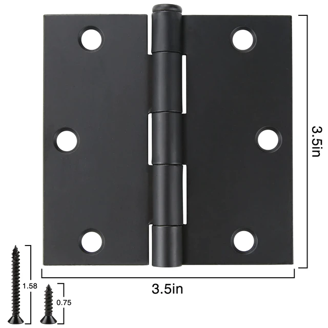 Alt view image 2 of 6 - 18 Pack Matte Black Door Hinges 3.5 x 3.5 Inch with Square Corners | Interior Heavy-Duty Black Door Hinges with Removable Pin, Standard Hardware for Bedroom, Office, and Garage