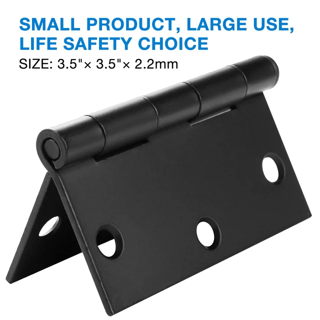 Alt view image 6 of 6 - 18 Pack Matte Black Door Hinges 3.5 x 3.5 Inch with Square Corners | Interior Heavy-Duty Black Door Hinges with Removable Pin, Standard Hardware for Bedroom, Office, and Garage