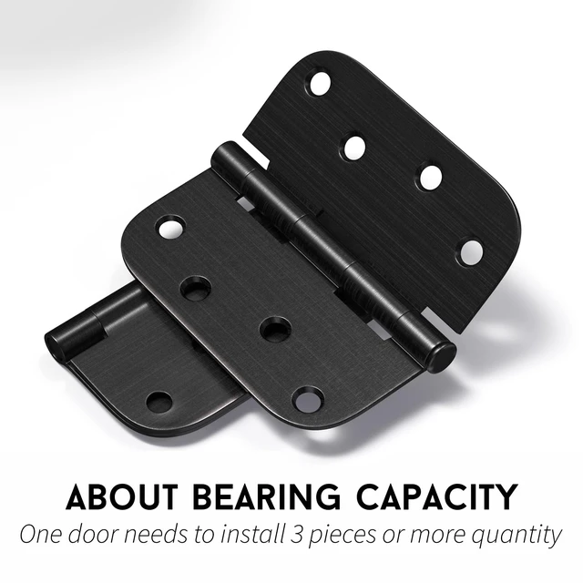 Alt view image 5 of 7 - 3 Pack 4 inch Oil Rubbed Bronze Door Hinges Exterior Door Hinges - Residential Hinges for Interior and Exterior Doors, 5/8" Radius Corners, Iron