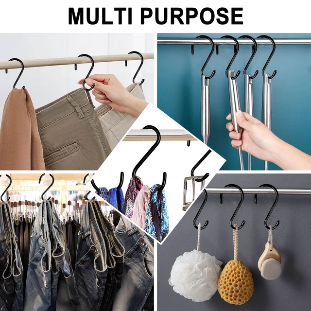 Alt view image 3 of 7 - 12 Pack 6 Inch Heavy Duty Large S Hook Vinyl Coated S Hooks for Hanging Plants,7mm Thickness Non Slip Sturdy Metal Black Jean Hooks for Closet,Bird Feeders,Kitchen,Large Object,Tools,Bikes