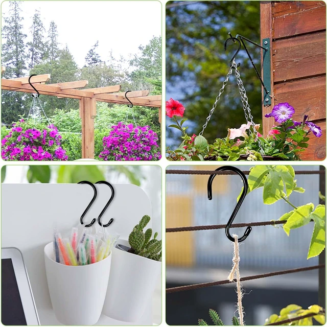 Alt view image 5 of 7 - 12 Pack 6 Inch Heavy Duty Large S Hook Vinyl Coated S Hooks for Hanging Plants,7mm Thickness Non Slip Sturdy Metal Black Jean Hooks for Closet,Bird Feeders,Kitchen,Large Object,Tools,Bikes