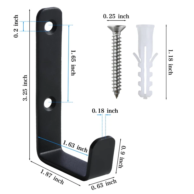 Alt view image 2 of 7 - Heavy Duty Hooks, Stainless Steel Hooks for Hanging, Wall Mount Hook, Coat Hook, Wall Hooks Towel Hook Garage Holder Screw Hanger, Utility Hooks, 6 Pack (Black)