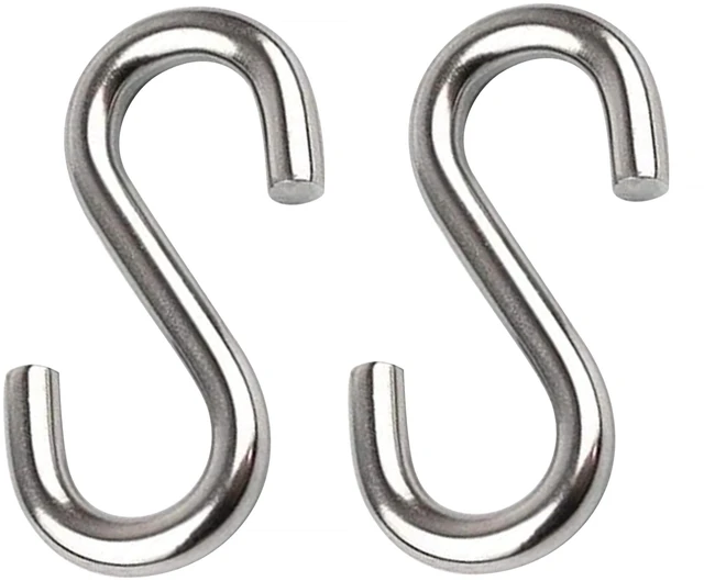 Main image of 2 Pack 3.3-Inch Heavy Duty S Hooks, 304 Stainless Steel Swing Hammock Hooks, Maximum Load Capacity 557 lbs