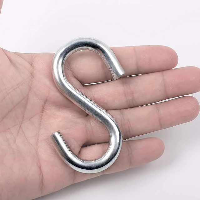 Alt view image 6 of 7 - 2 Pack 3.3-Inch Heavy Duty S Hooks, 304 Stainless Steel Swing Hammock Hooks, Maximum Load Capacity 557 lbs