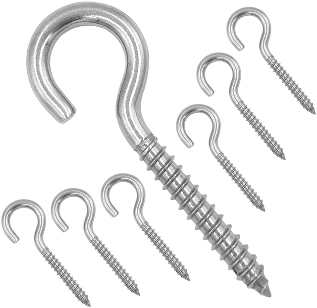 Main image of 3.2 Inches 304 Stainless Steel Screw Eyes 6 Pack,Heavy Duty Screw in Hooks for Hammock Stand, Indoor Ceiling&Outdoor