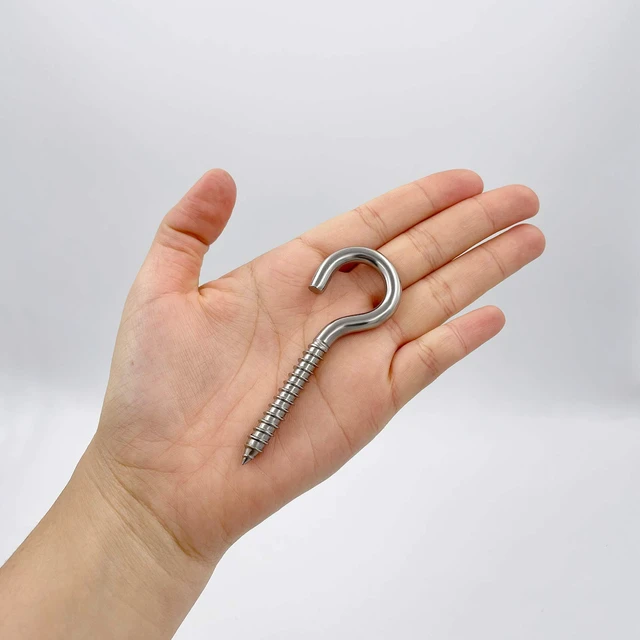 Alt view image 3 of 7 - 3.2 Inches 304 Stainless Steel Screw Eyes 6 Pack,Heavy Duty Screw in Hooks for Hammock Stand, Indoor Ceiling&Outdoor