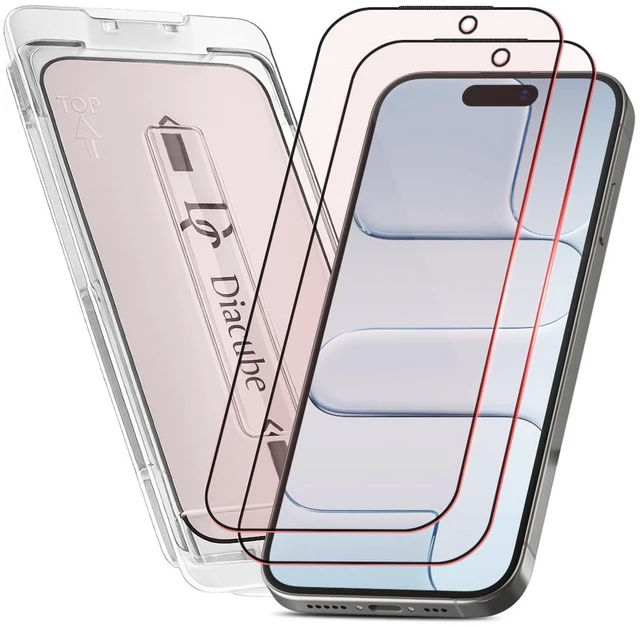 Main image of 2-Pack Red Light Converter Screen Protector for iPhone Air, Quantum Dot Technology Converts Blue Light to Red Light for Better Sleep & Eye Comfort, 9H Tempered Glass with Easy-Install Frame