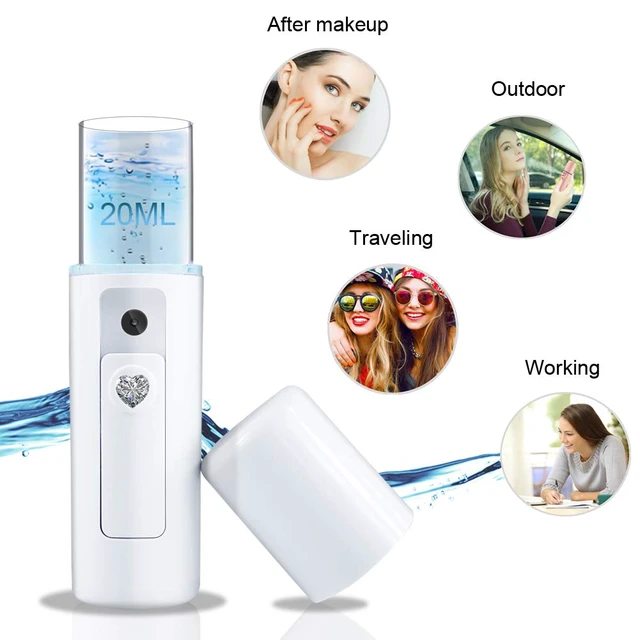 Alt view image 6 of 7 - Nano Facial Mister Moisturizing Atomization Humidifier Cool Mist Facial Steamer Handy Mist Sprayer Moisturizing & Hydrating for Skin Care, Makeup, Eyelash Extensions (White)