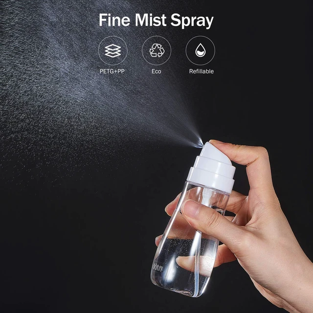Alt view image 2 of 7 - Small Spray Bottle with Fine Mist, 2 Pack 3.4oz/100ml TSA Approved Travel Size, Refillable Empty Mister Spray Bottles for Hair, Face, Plants, Cleaning, Cosmetics & Essential Oils