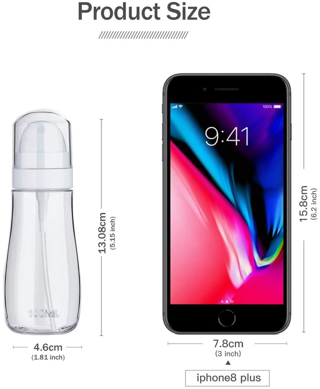 Alt view image 6 of 7 - Small Spray Bottle with Fine Mist, 2 Pack 3.4oz/100ml TSA Approved Travel Size, Refillable Empty Mister Spray Bottles for Hair, Face, Plants, Cleaning, Cosmetics & Essential Oils