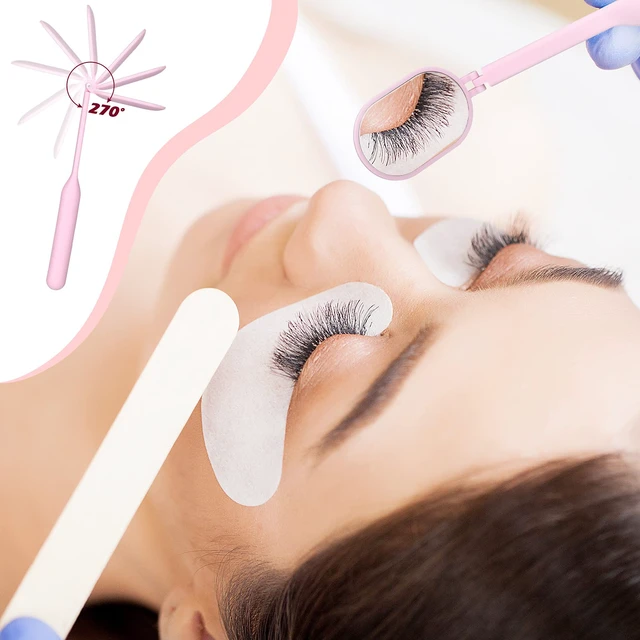 Alt view image 4 of 7 - 3 Pcs Nano Mister Fan for Lash Extensions Set, Heart Style, Pink | Mini USB Dryer, Handheld Mirror for Eyelash Checks, Portable Facial Steamer with 20 ml Tank, Extension Professional Tools