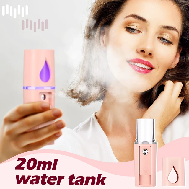 Alt view image 5 of 7 - 3 Pcs Nano Mister Fan for Lash Extensions Set, Heart Style, Pink | Mini USB Dryer, Handheld Mirror for Eyelash Checks, Portable Facial Steamer with 20 ml Tank, Extension Professional Tools