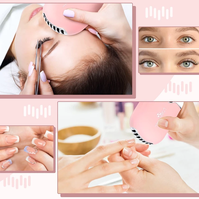 Alt view image 3 of 7 - 3 Pcs Nano Mister Fan for Lash Extensions Set, Heart Style, Pink | Mini USB Dryer, Handheld Mirror for Eyelash Checks, Portable Facial Steamer with 20 ml Tank, Extension Professional Tools