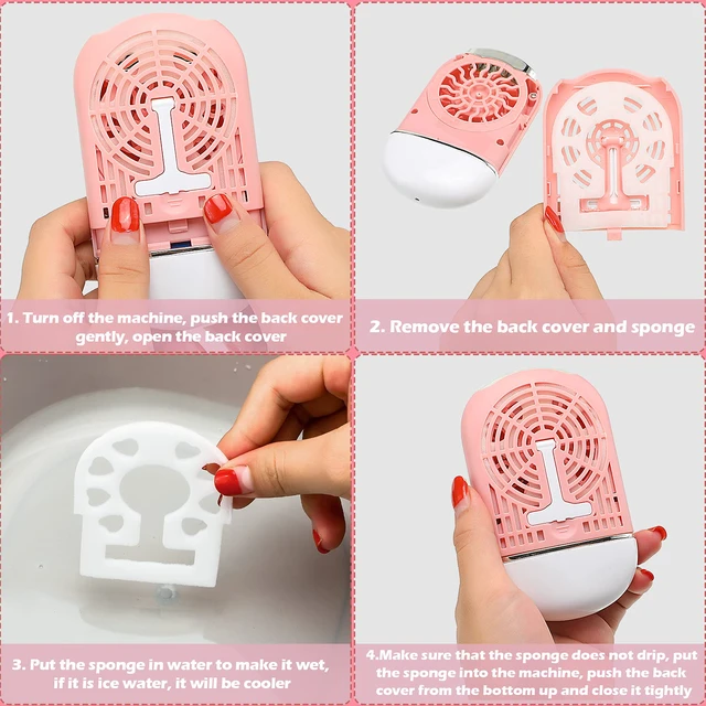Alt view image 6 of 7 - 3 Pcs Nano Mister Fan for Lash Extensions Set, Heart Style, Pink | Mini USB Dryer, Handheld Mirror for Eyelash Checks, Portable Facial Steamer with 20 ml Tank, Extension Professional Tools