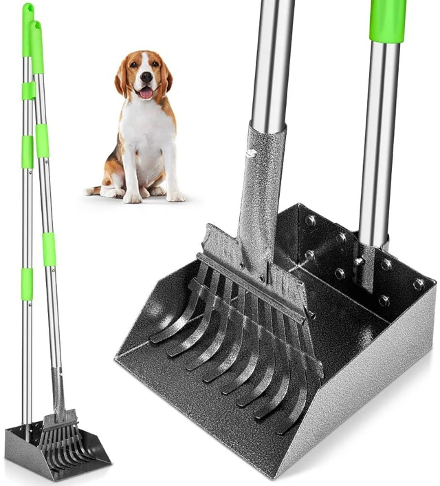Main image of Pooper Scooper, Dog Pooper Scooper Long Handle Stainless Metal Tray and Rake for Medium Small Dogs Heavy Duty Pet Supplies to Use for Grass, Dirt or Gravel
