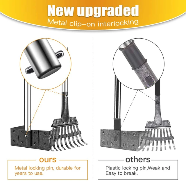 Alt view image 7 of 7 - Pooper Scooper, Dog Pooper Scooper Long Handle Stainless Metal Tray and Rake for Medium Small Dogs Heavy Duty Pet Supplies to Use for Grass, Dirt or Gravel