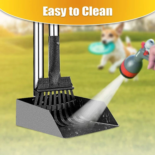 Alt view image 6 of 7 - Pooper Scooper, Dog Pooper Scooper Long Handle Stainless Metal Tray and Rake for Medium Small Dogs Heavy Duty Pet Supplies to Use for Grass, Dirt or Gravel