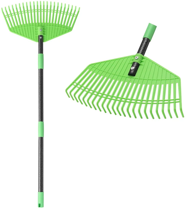 Main image of Plastic Rake for Leaves, 23 Tines 16" Wide Plastic Lawn Gravel Shrub Leaf Rake for Leaves and Grass, Thatch Garden Rakes for Yard Heavy Duty Long Handle 35-55"