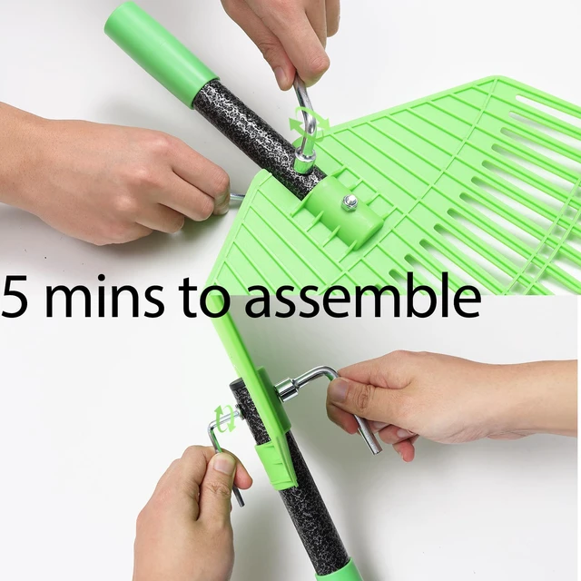 Alt view image 7 of 7 - Plastic Rake for Leaves, 23 Tines 16" Wide Plastic Lawn Gravel Shrub Leaf Rake for Leaves and Grass, Thatch Garden Rakes for Yard Heavy Duty Long Handle 35-55"