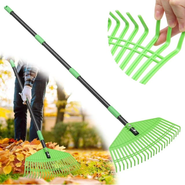 Main image of Plastic Leaf Rake with Adjustable 65'' Handle - Lightweight Outdoor Yard Rakes for Leaves,Grass & Pine Needle,Mulch,Gentle On Lawn Garden - Easy to Use for Women,Seniors & Kids
