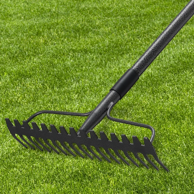 Main image of 63'' Bow Rake 17 Tines Metal Head Rakes with Stainless Steel HandleHeavy Duty Garden Rake for Loosening Soil Gathering Leaf Leveling Lawn Farming Land Management Yarn Thatch Rake