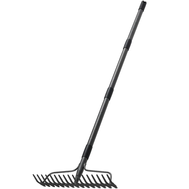 Alt view image 7 of 7 - 63'' Bow Rake 17 Tines Metal Head Rakes with Stainless Steel HandleHeavy Duty Garden Rake for Loosening Soil Gathering Leaf Leveling Lawn Farming Land Management Yarn Thatch Rake