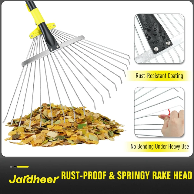 Alt view image 5 of 7 - Adjustable Leaf Rake, Expandable Lightweight Metal Yard Rakes | 59" long handle, Collapsible for easy storage, Ideal for tight spaces, flower beds, leaves, pine needles, yard and camping