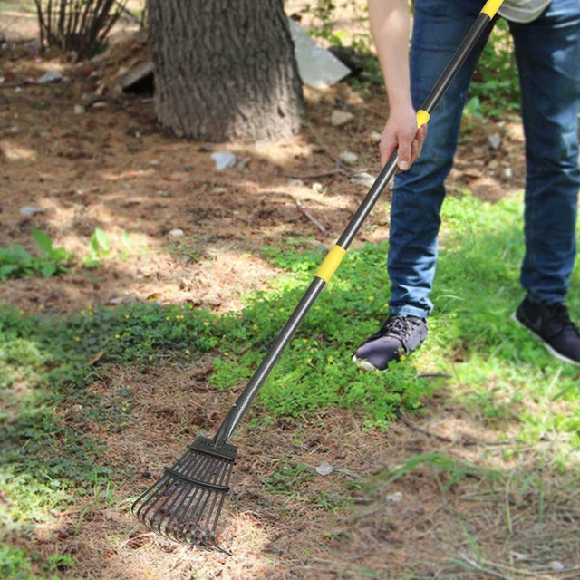 Alt view image 7 of 7 - Rake for Leaves, Small Leaf Rake for Garden, 70-inch Adjustable Metal Rakes-Tool with 11 Steel Tines for Gardening, Yard, Shrub, Flower Beds, Lawns