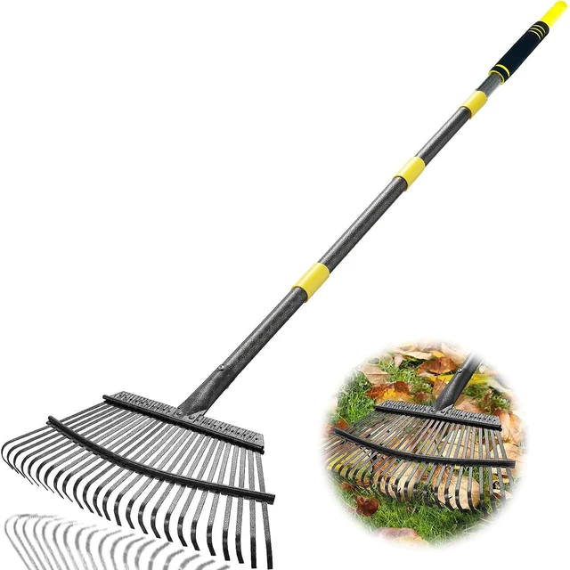 Main image of Garden Leaf Rakes, 6FT Rakes for Lawns Heavy Duty 25 Metal Tines 18.5 inch Wide, Adjustable Steel Handle, Rakes for Leaves, Gathering Shrub, Grass, Flower Beds
