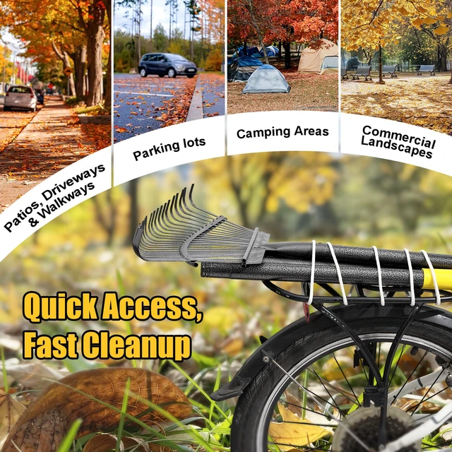 Alt view image 6 of 7 - Garden Rake for Leaves: 18 Wide Metal Leaf Rake, 65 Long Adjustable Handle, Heavy Duty 25 Teeth, Fast Kids Women Large Lawn Yard Garden Leaf Cleanup Gardening Rakes: Grass,Debris,Pine Needles Pick