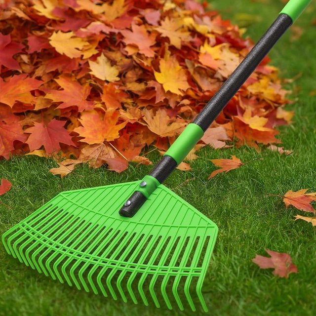 Main image of Plastic Leaf Rake - Upgraded Anti-Break Nylon Head,65" Adjustable Outdoor Yard Rakes for Leaves,Grass,Pine Needle,Mulch,Gentle On Lawn Garden - Lightweight for Women,Seniors & Kids,Childs