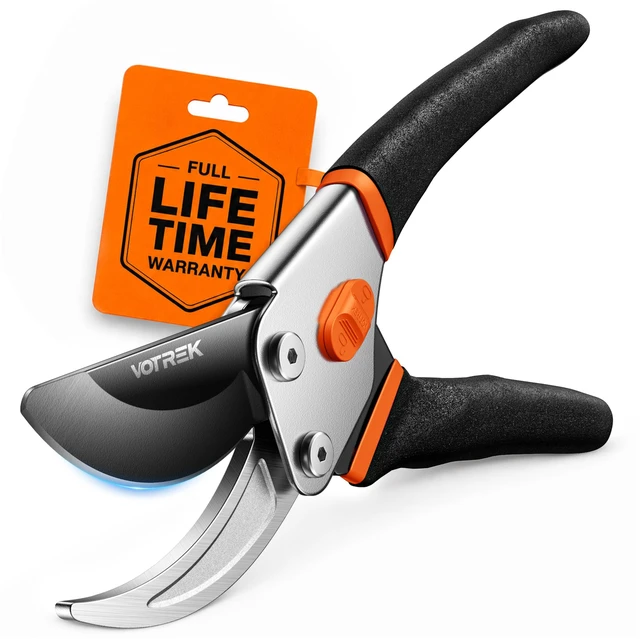 Main image of 8.5" Bypass Pruning Shears, Jam-Proof Spring Clippers for branches | Sharp & Anti-Rust SK5 Blade, Ergonomic Non-Slip Grip for Weak Hands, Garden Pruner for Rose, Bonsai, Heavy Duty Tree Trimming