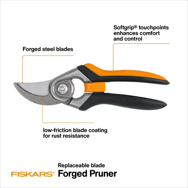 Alt view image 2 of 7 - Forged Steel Bypass Pruning Shears, 1" Cut Capacity Garden Clippers | SoftGrip Handle Garden Clippers, Rust-Resistant & Low-Friction Coating Steel Blades for Branches & Stems