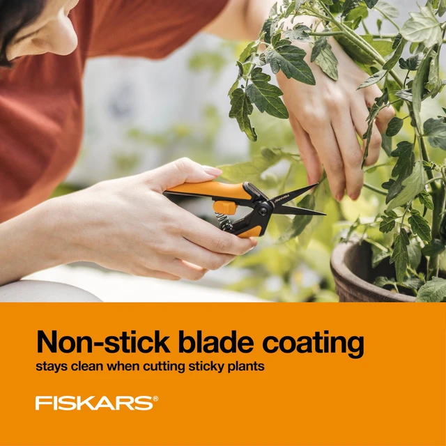 Alt view image 3 of 7 - 6" Non-Stick Pruning Snips, Resin-Resistant Garden Scissors | Garden Shears for Weeds, Flower Buds & Small Plants, Steel Blades Stay Sharp, Easy Action Spring, SoftGrip Handles
