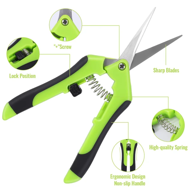 Alt view image 3 of 7 - 4 Pack Pruning Shears 6.5 Inch Stainless Steel Garden Scissors | with Sharp Precision Blades, Comfortable Ergonomic Hand Snips for Deadheading, Flowers, Trimming Herbs, Shaping Small Plants