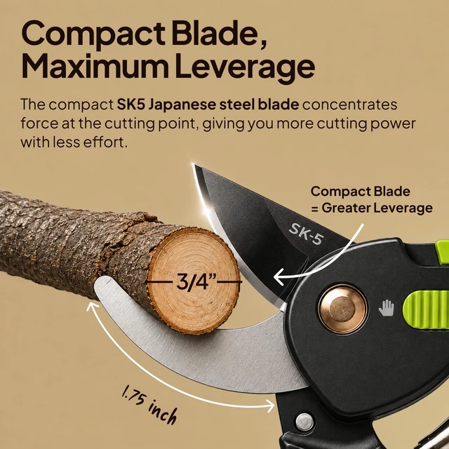 Alt view image 3 of 7 - 8.5" Professional Pruning Shears, Garden Clippers - Cuts 3X Easier Sharp Japanese Blade, Arthritis Friendly Garden Scissors for Seniors, Bonsai Cutters