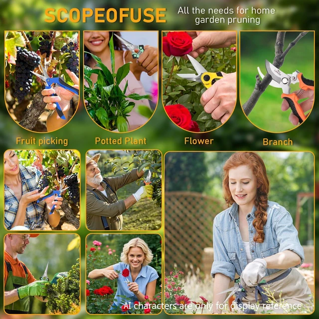 Alt view image 2 of 7 - 4-Pack Multifunctional Garden Scissors Set-BIDMLI Stainless Steel Pruning &Floral Shears with One-Piece Handle Blades for Tree Pruning, Flower Trimming, and Fruit Picking Tasks at Home&Garden Tool.
