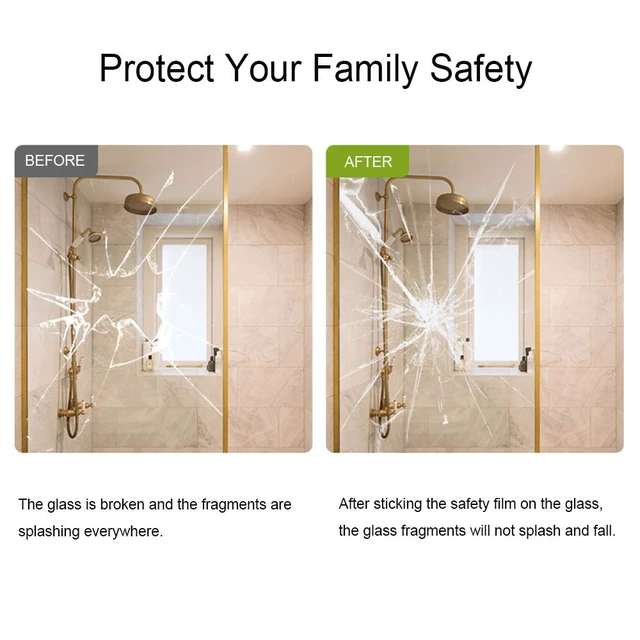 Alt view image 4 of 7 - 0.05mm Clear Window Security Film Adhesive Anti Shatter Heat Control Safety Window Glass Protection Sticker for Home and Office, 17.7inch x 8.2feet