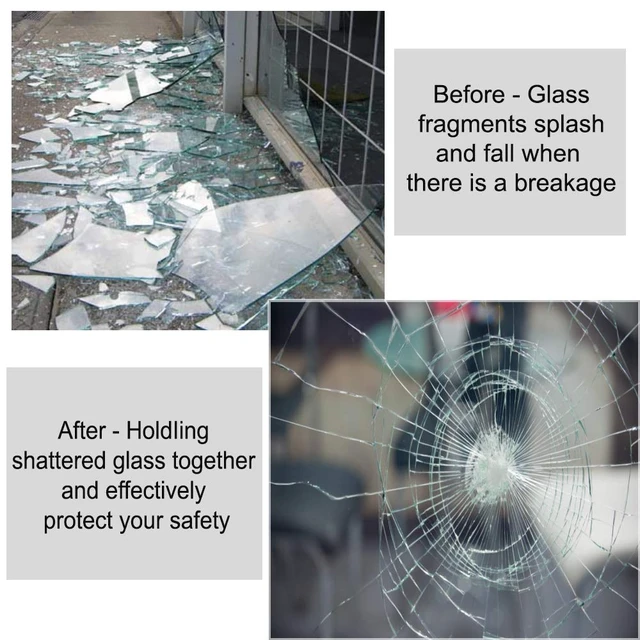 Alt view image 5 of 7 - 0.05mm Clear Window Security Film Adhesive Anti Shatter Heat Control Safety Window Glass Protection Sticker for Home and Office, 17.7inch x 8.2feet