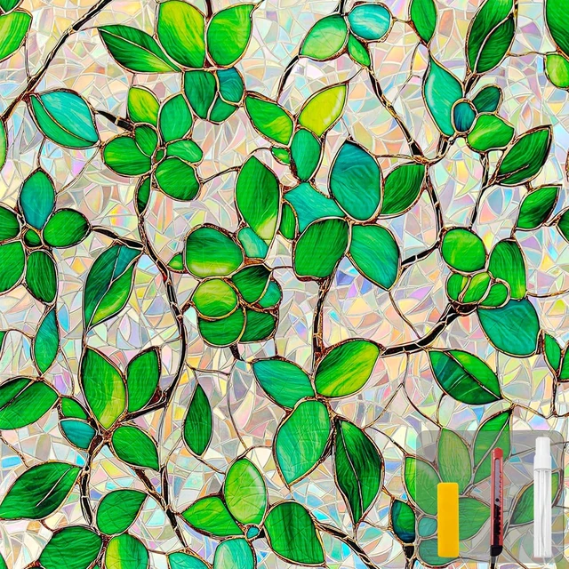 Main image of Rainbow Stained Glass Window Privacy Film Static Cling17.5x78.7in | HeatBlocking EnergySaving, UV Sun Blocking AntiGlare, RenterFriendly, Easy Installation for Front Door & Home Windows